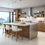 modern kitchen interior with table